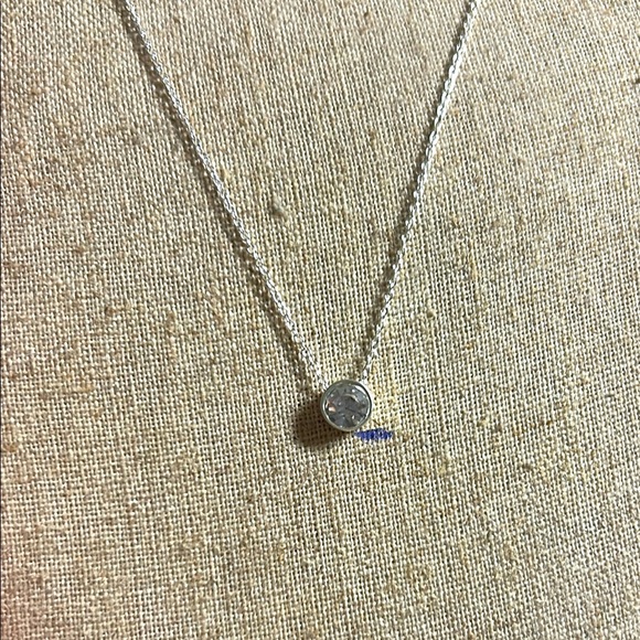 925 Silver Necklace with Dainty Round CZ  Pendant - Picture 1 of 4